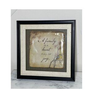 Rustic Family Quote Wall Art - "A Family is a heart full of joy" Bird & Tree